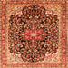 Serging Thickness of Medallion Orange Traditional Rug, tr576org