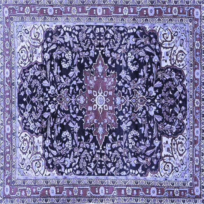 Square Machine Washable Medallion Blue Traditional Rug, wshtr576blu
