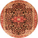 Square Medallion Orange Traditional Rug, tr576org