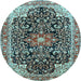 Round Medallion Light Blue Traditional Rug, tr576lblu