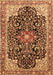 Machine Washable Medallion Brown Traditional Rug, wshtr576brn