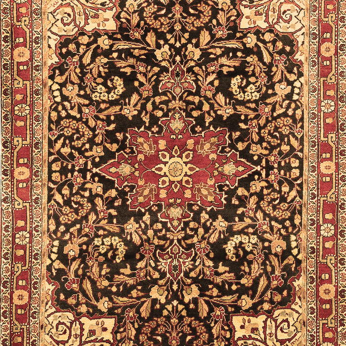 Machine Washable Medallion Brown Traditional Rug, wshtr576brn