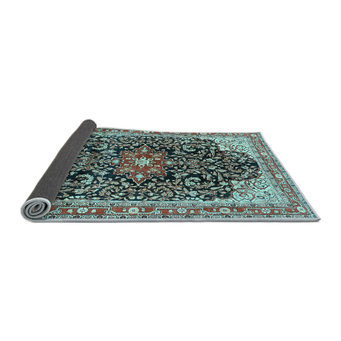Sideview of Medallion Light Blue Traditional Rug, tr576lblu