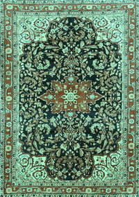 Medallion Turquoise Traditional Rug, tr576turq