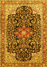 Medallion Yellow Traditional Rug, tr576yw