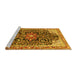 Sideview of Machine Washable Medallion Yellow Traditional Rug, wshtr576yw