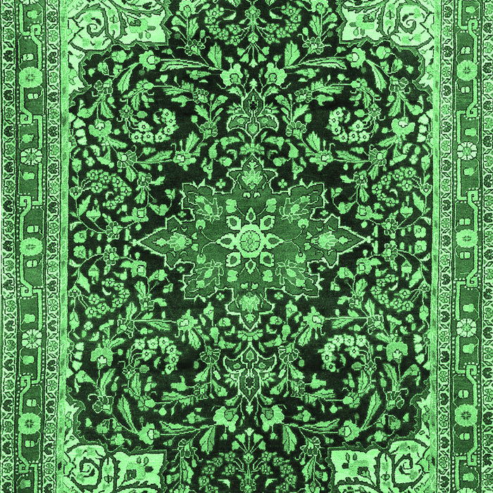 Machine Washable Medallion Emerald Green Traditional Area Rugs, wshtr576emgrn