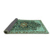 Sideview of Medallion Turquoise Traditional Rug, tr576turq