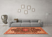 Machine Washable Medallion Orange Traditional Area Rugs in a Living Room, wshtr576org