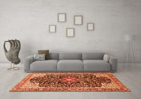 Machine Washable Medallion Orange Traditional Rug, wshtr576org