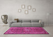 Machine Washable Persian Pink Traditional Rug in a Living Room, wshtr577pnk