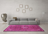 Machine Washable Persian Pink Traditional Rug, wshtr577pnk