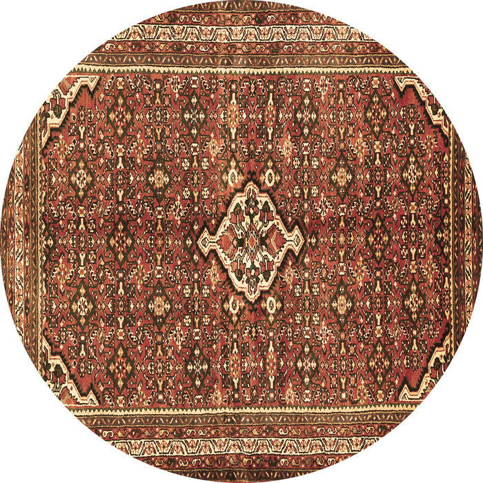 Round Machine Washable Persian Brown Traditional Rug, wshtr577brn
