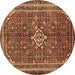 Round Machine Washable Persian Brown Traditional Rug, wshtr577brn