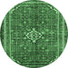 Round Persian Emerald Green Traditional Rug, tr577emgrn