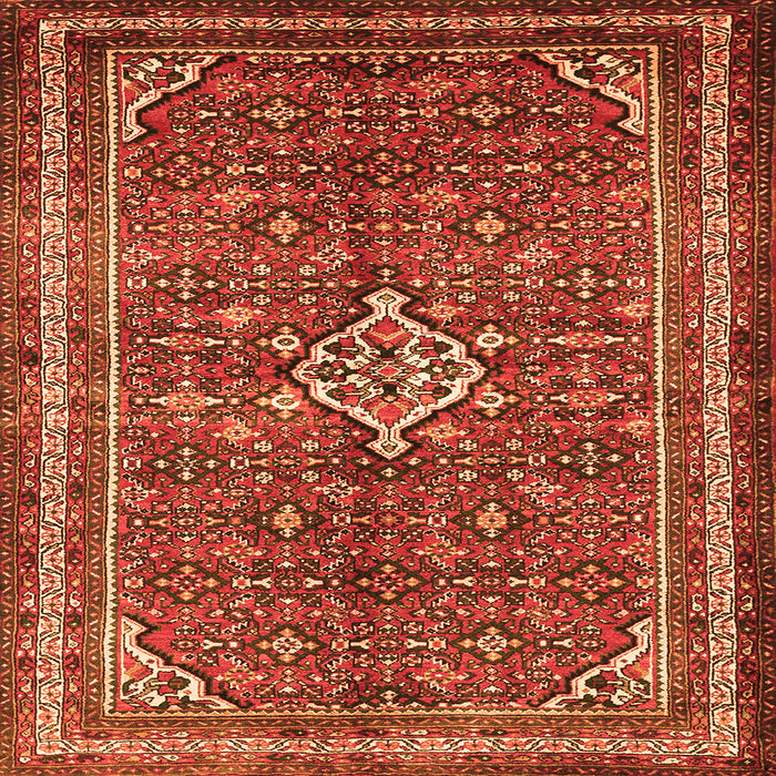Round Machine Washable Persian Orange Traditional Area Rugs, wshtr577org