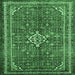 Square Machine Washable Persian Emerald Green Traditional Area Rugs, wshtr577emgrn