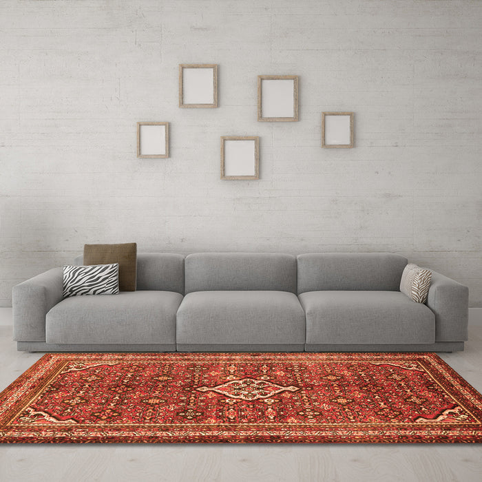 Machine Washable Persian Orange Traditional Area Rugs in a Living Room, wshtr577org