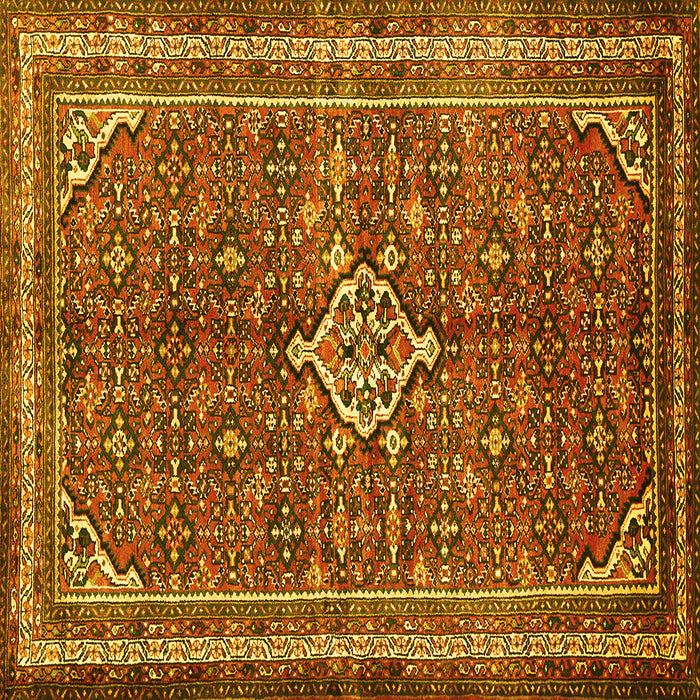 Square Machine Washable Persian Yellow Traditional Rug, wshtr577yw