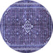 Round Machine Washable Persian Blue Traditional Rug, wshtr577blu