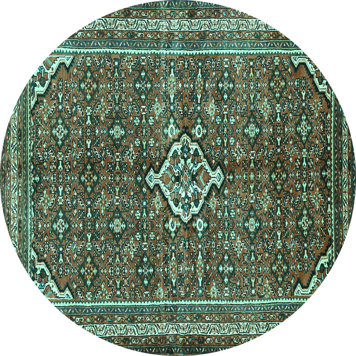 Round Machine Washable Persian Turquoise Traditional Area Rugs, wshtr577turq
