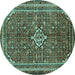 Round Machine Washable Persian Turquoise Traditional Area Rugs, wshtr577turq