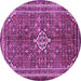 Round Machine Washable Persian Purple Traditional Area Rugs, wshtr577pur