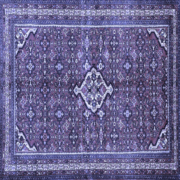 Square Machine Washable Persian Blue Traditional Rug, wshtr577blu