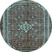 Round Persian Light Blue Traditional Rug, tr577lblu