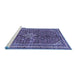 Sideview of Machine Washable Persian Blue Traditional Rug, wshtr577blu