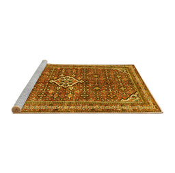 Sideview of Machine Washable Persian Yellow Traditional Rug, wshtr577yw