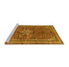 Sideview of Machine Washable Persian Yellow Traditional Rug, wshtr577yw