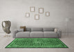 Machine Washable Persian Emerald Green Traditional Area Rugs in a Living Room,, wshtr577emgrn