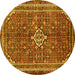 Round Machine Washable Persian Yellow Traditional Rug, wshtr577yw