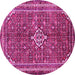 Round Machine Washable Persian Pink Traditional Rug, wshtr577pnk