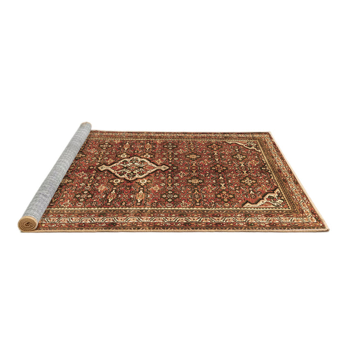 Sideview of Machine Washable Persian Brown Traditional Rug, wshtr577brn