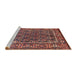 Sideview of Machine Washable Traditional Copper Red Pink Rug, wshtr578