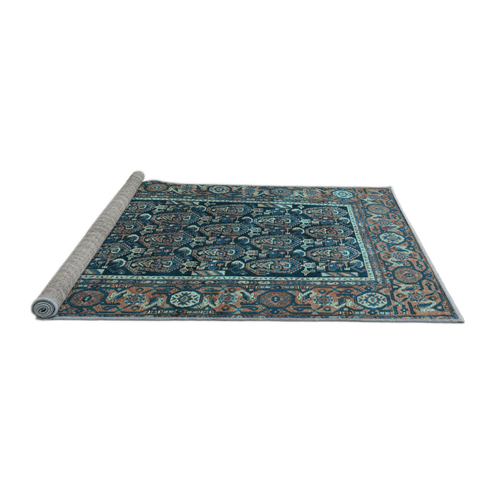 Sideview of Machine Washable Persian Light Blue Traditional Rug, wshtr578lblu
