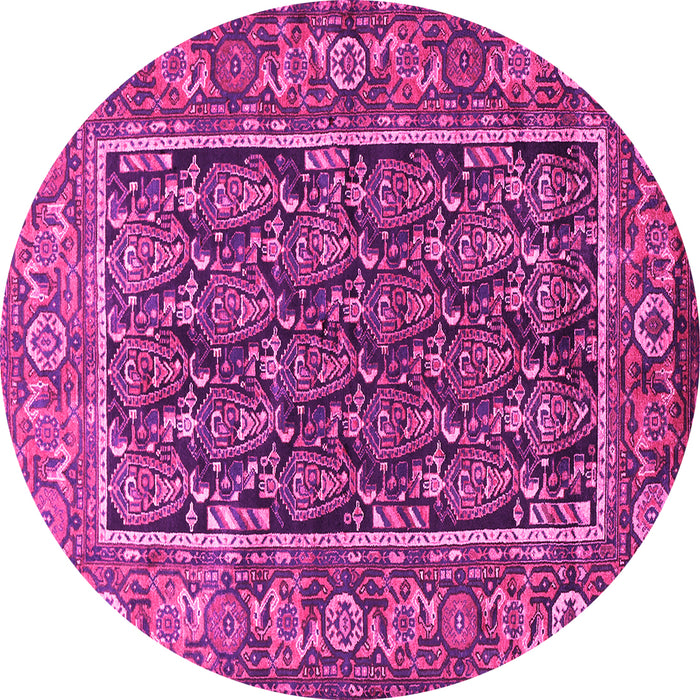 Round Machine Washable Persian Pink Traditional Rug, wshtr578pnk