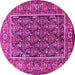 Round Machine Washable Persian Pink Traditional Rug, wshtr578pnk