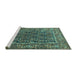 Sideview of Machine Washable Persian Turquoise Traditional Area Rugs, wshtr578turq