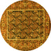 Round Machine Washable Persian Yellow Traditional Rug, wshtr578yw