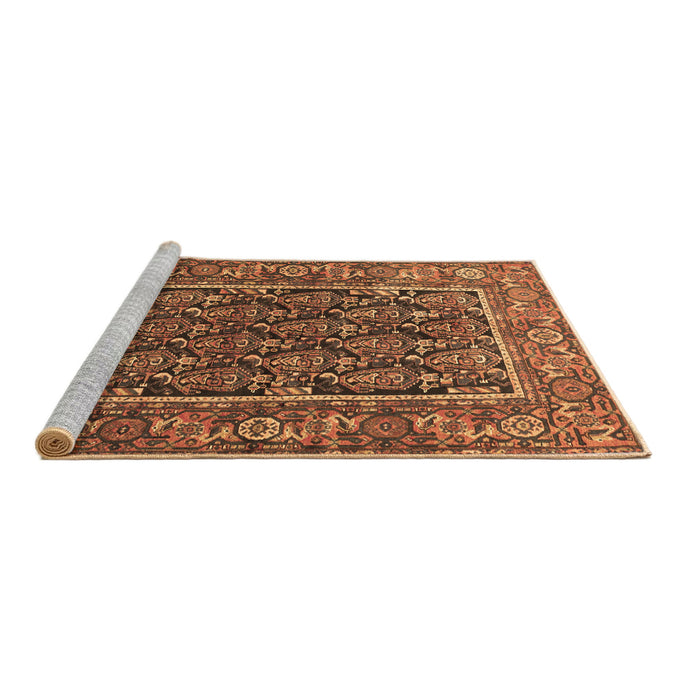 Sideview of Machine Washable Persian Brown Traditional Rug, wshtr578brn