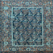 Square Machine Washable Persian Light Blue Traditional Rug, wshtr578lblu