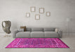 Machine Washable Persian Pink Traditional Rug in a Living Room, wshtr578pnk