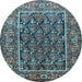 Round Persian Light Blue Traditional Rug, tr578lblu