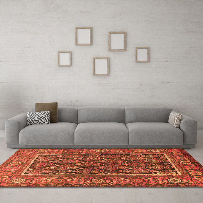 Machine Washable Persian Orange Traditional Area Rugs in a Living Room, wshtr578org