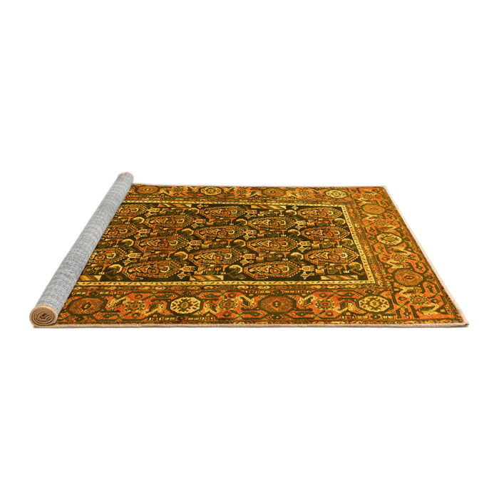 Sideview of Machine Washable Persian Yellow Traditional Rug, wshtr578yw