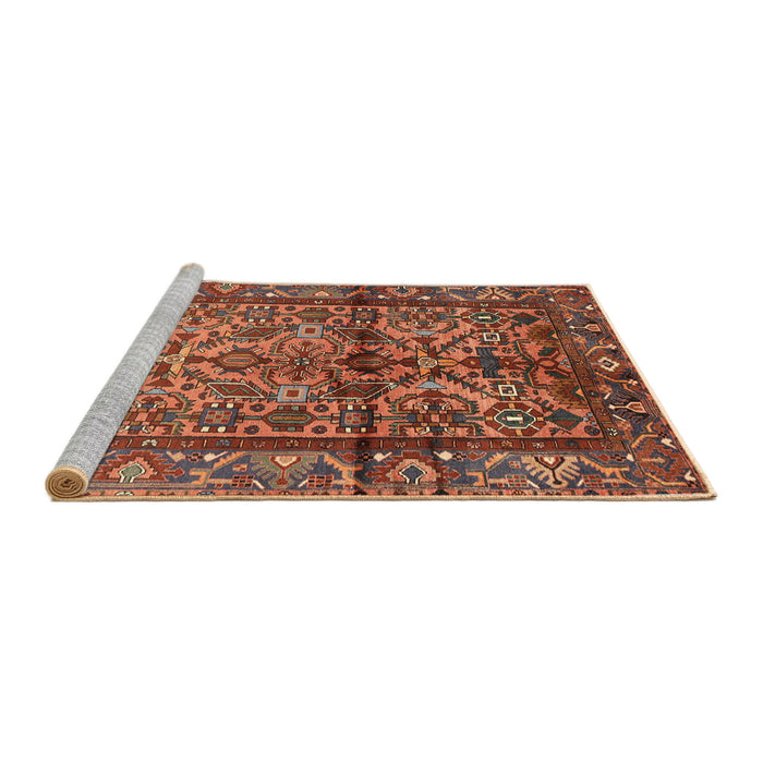 Sideview of Machine Washable Traditional Tomato Red Rug, wshtr579