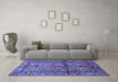 Machine Washable Persian Blue Traditional Rug in a Living Room, wshtr579blu